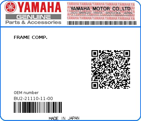 Product image: Yamaha - BU2-21110-11-00 - FRAME COMP.  0
