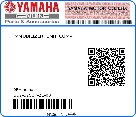 Product image: Yamaha - BU2-8255P-21-00 - IMMOBILIZER. UNIT COMP.  0