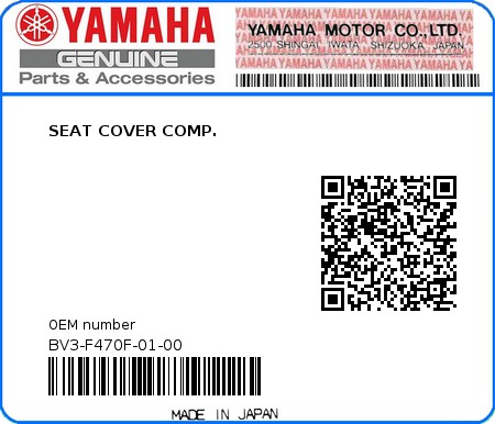 Product image: Yamaha - BV3-F470F-01-00 - SEAT COVER COMP.  0