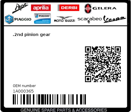 Product image: Moto Guzzi - 1A000365 - .2nd pinion gear  0