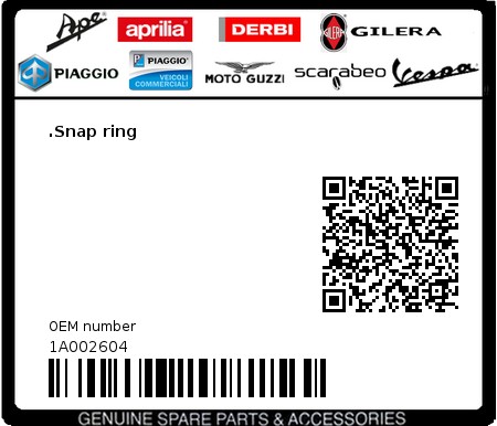 Product image: Moto Guzzi - 1A002604 - .Snap ring  0