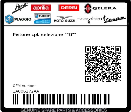 Product image: Moto Guzzi - 1A006272AA - Pistone cpl. selezione ""G""  0