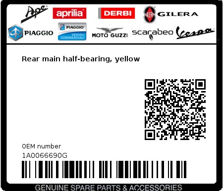 Product image: Moto Guzzi - 1A0066690G - Rear main half-bearing, yellow  0