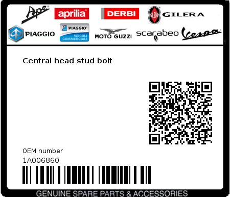 Product image: Moto Guzzi - 1A006860 - Central head stud bolt  0