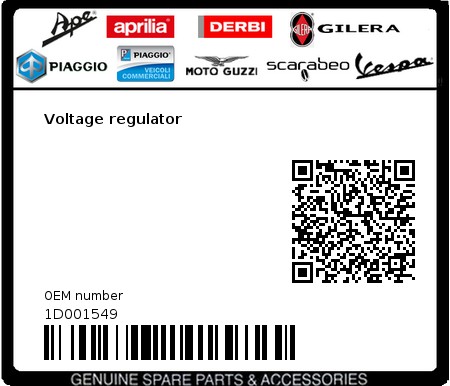 Product image: Moto Guzzi - 1D001549 - Voltage regulator  0