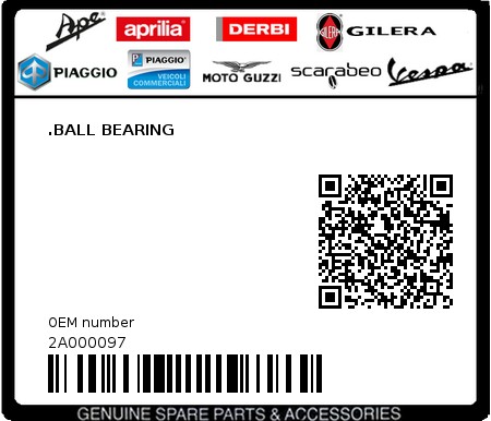 Product image: Moto Guzzi - 2A000097 - .BALL BEARING  0