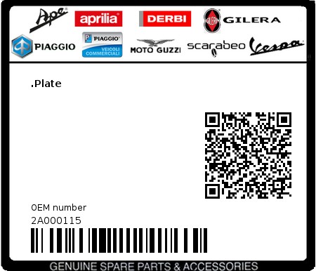 Product image: Moto Guzzi - 2A000115 - .Plate  0
