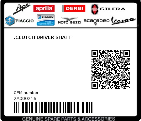 Product image: Moto Guzzi - 2A000216 - .CLUTCH DRIVER SHAFT  0