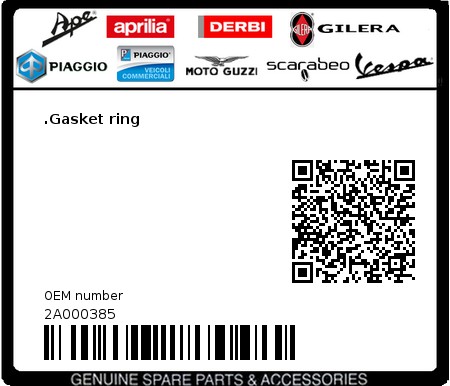 Product image: Moto Guzzi - 2A000385 - .Gasket ring  0