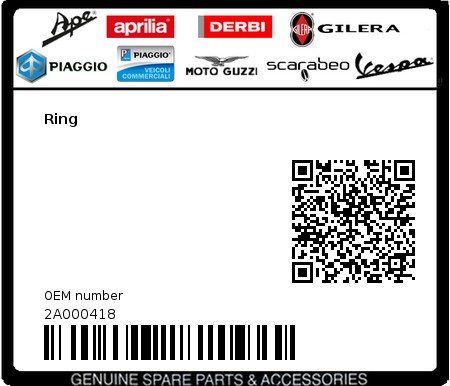 Product image: Moto Guzzi - 2A000418 - Ring  0