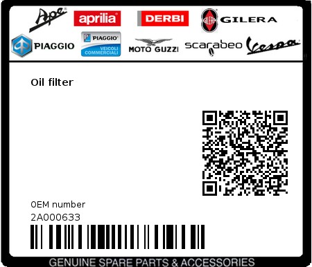 Product image: Moto Guzzi - 2A000633 - Oil filter  0