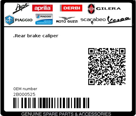Product image: Moto Guzzi - 2B000525 - .Rear brake caliper  0