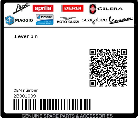 Product image: Moto Guzzi - 2B001009 - .Lever pin  0