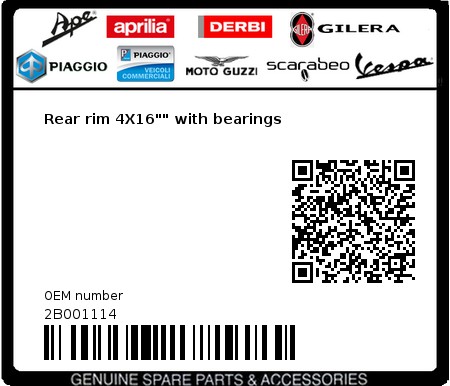 Product image: Moto Guzzi - 2B001114 - Rear rim 4X16"" with bearings  0