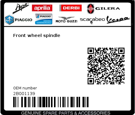 Product image: Moto Guzzi - 2B001139 - Front wheel spindle  0