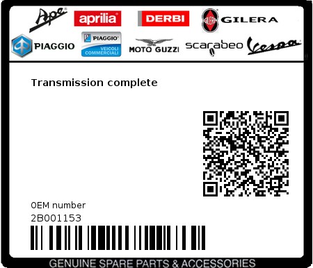 Product image: Moto Guzzi - 2B001153 - Transmission complete  0