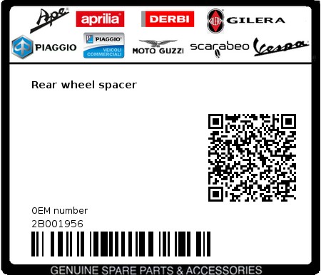 Product image: Moto Guzzi - 2B001956 - Rear wheel spacer  0