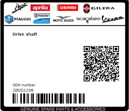 Product image: Moto Guzzi - 2B002298 - Drive shaft  0