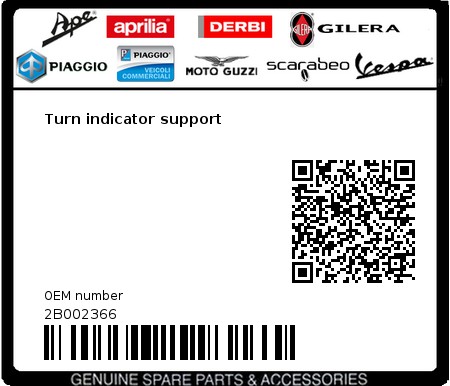 Product image: Moto Guzzi - 2B002366 - Turn indicator support  0