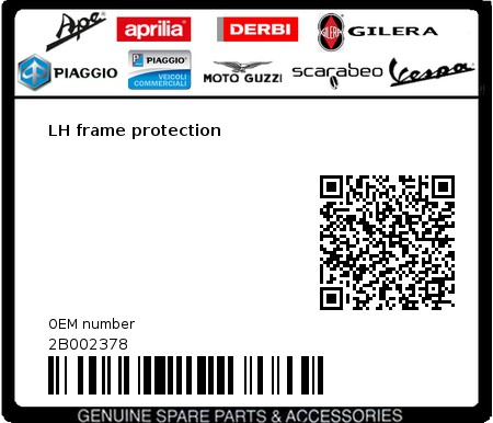 Product image: Moto Guzzi - 2B002378 - LH frame protection  0