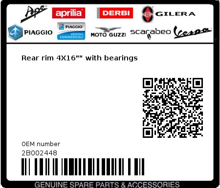 Product image: Moto Guzzi - 2B002448 - Rear rim 4X16"" with bearings  0