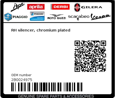 Product image: Moto Guzzi - 2B0024975 - RH silencer, chromium plated  0