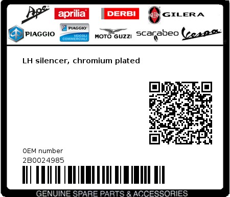 Product image: Moto Guzzi - 2B0024985 - LH silencer, chromium plated  0