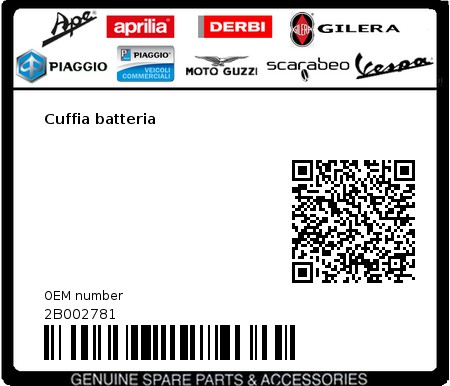 Product image: Moto Guzzi - 2B002781 - Cuffia batteria  0
