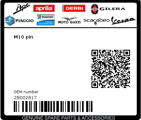 Product image: Moto Guzzi - 2B002817 - M10 pin  0