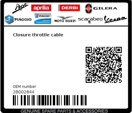 Product image: Moto Guzzi - 2B002844 - Closure throttle cable  0
