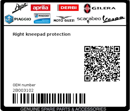 Product image: Moto Guzzi - 2B003102 - Right kneepad protection  0