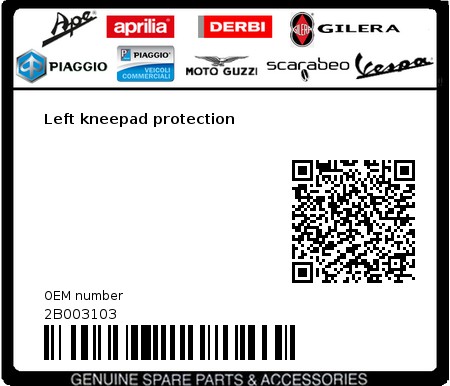 Product image: Moto Guzzi - 2B003103 - Left kneepad protection  0