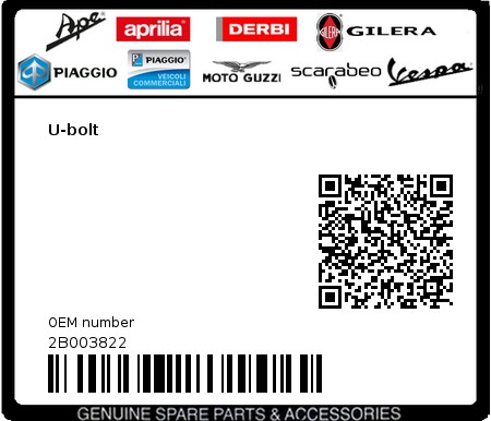 Product image: Moto Guzzi - 2B003822 - U-bolt  0