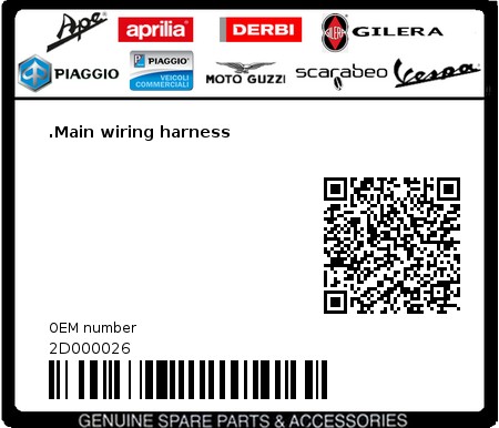 Product image: Moto Guzzi - 2D000026 - .Main wiring harness  0