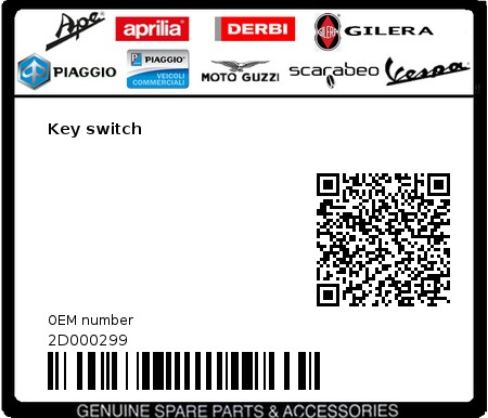 Product image: Moto Guzzi - 2D000299 - Key switch  0