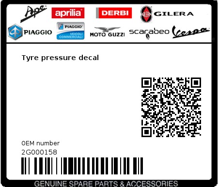 Product image: Moto Guzzi - 2G000158 - Tyre pressure decal  0