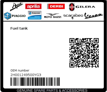 Product image: Moto Guzzi - 2H001249500YG3 - Fuel tank  0