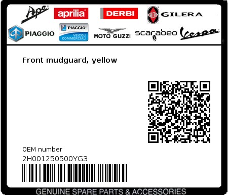 Product image: Moto Guzzi - 2H001250500YG3 - Front mudguard, yellow  0