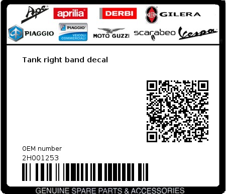 Product image: Moto Guzzi - 2H001253 - Tank right band decal  0