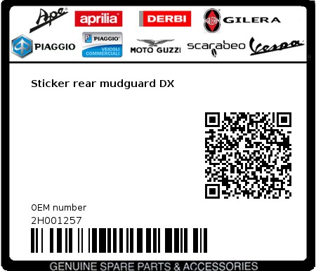 Product image: Moto Guzzi - 2H001257 - Sticker rear mudguard DX  0