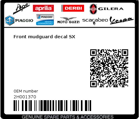 Product image: Moto Guzzi - 2H001370 - Front mudguard decal SX  0