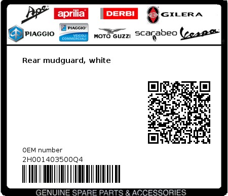 Product image: Moto Guzzi - 2H001403500Q4 - Rear mudguard, white  0