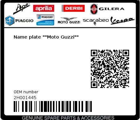 Product image: Moto Guzzi - 2H001445 - Name plate ""Moto Guzzi""  0