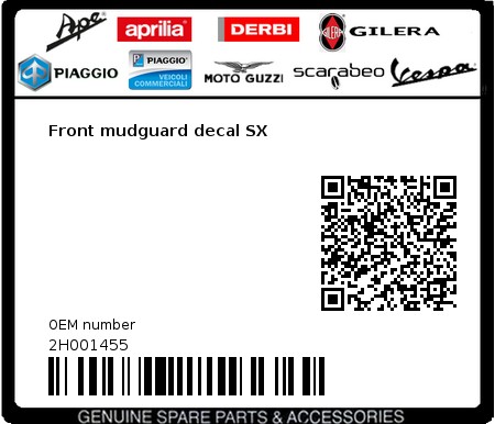 Product image: Moto Guzzi - 2H001455 - Front mudguard decal SX  0