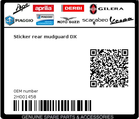 Product image: Moto Guzzi - 2H001458 - Sticker rear mudguard DX  0
