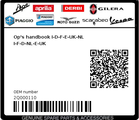 Product image: Moto Guzzi - 2Q000110 - Op's handbook I-D-F-E-UK-NL I-F-D-NL-E-UK  0