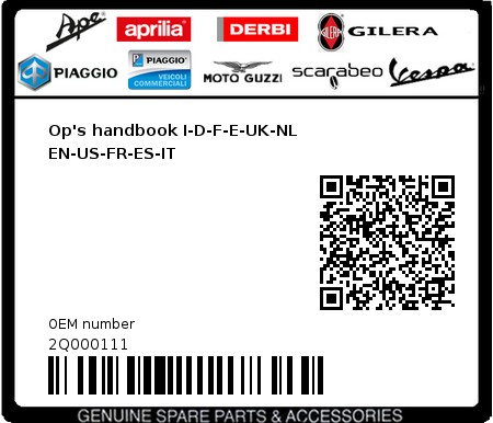 Product image: Moto Guzzi - 2Q000111 - Op's handbook I-D-F-E-UK-NL EN-US-FR-ES-IT  0