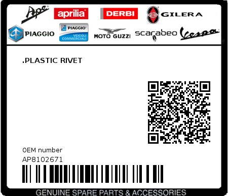Product image: Moto Guzzi - AP8102671 - .PLASTIC RIVET  0