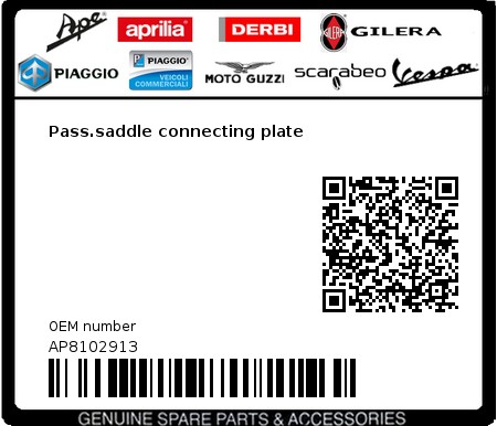 Product image: Moto Guzzi - AP8102913 - Pass.saddle connecting plate  0