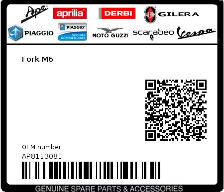 Product image: Moto Guzzi - AP8113081 - Fork M6  0